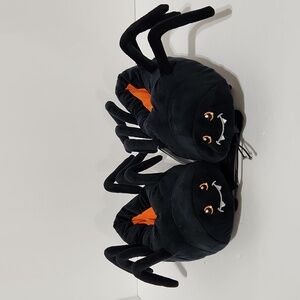 Kids Black Spider Halloween M(11/12) Unisex Slippers